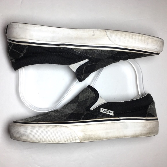 Vans Shoes - Vans black grey diamond plaid slip on FREE bundled
